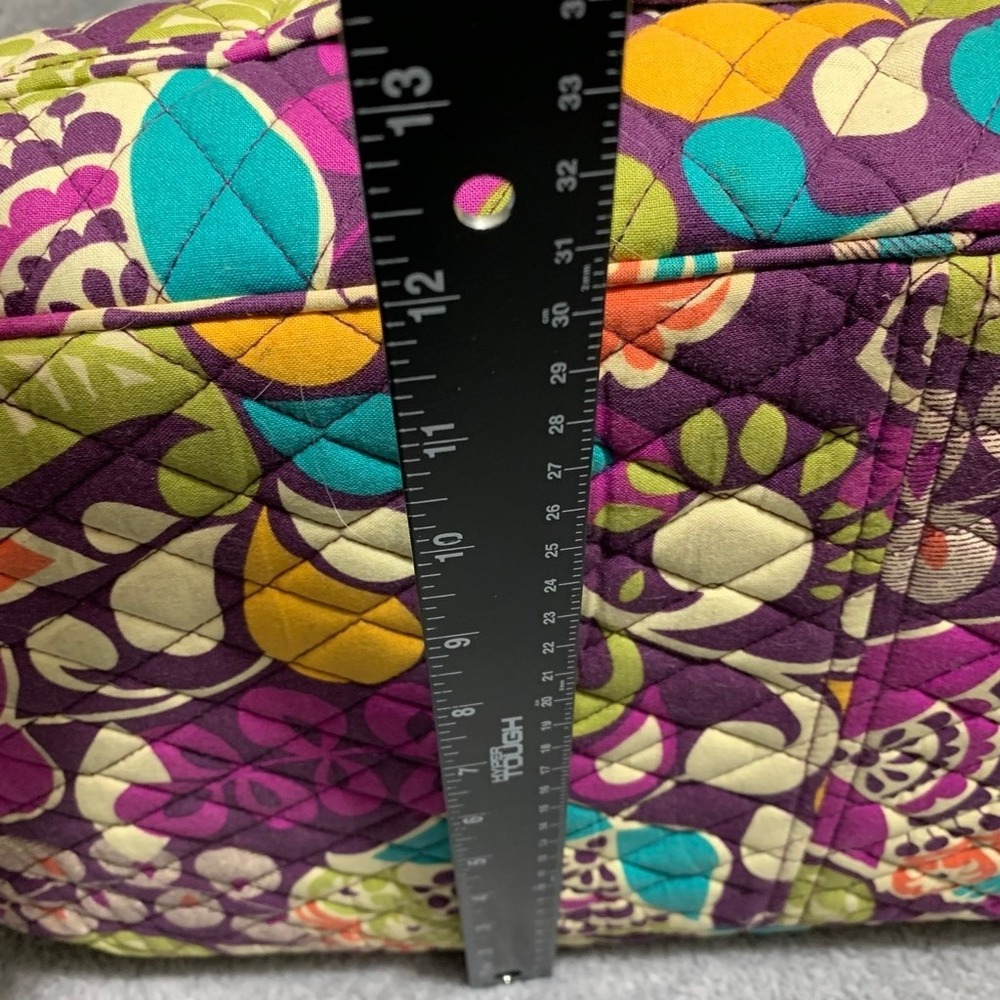 Vera Bradley Large Duffel Bag Women Large Purple Plum Crazy Quilted Paisley Trav - Picture 4 of 16